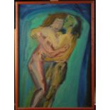 Elizabeth HUNTER (1935) The Embrace Oil on canvas Inscribed to the back 64.5 x 44.