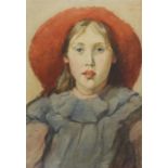 Madeline C. FAWKES (?-c.1931) The Red Beret Watercolour Signed and dated 1913 34.5 x 24.