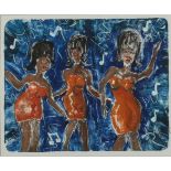 Ian DUNLOP (1945) Motown Gals Oil on paper Signed Further signed and inscribed to the back 26.