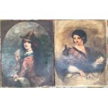 Victorian School Fortune Tellers Two oils on canvas Each 45 x 36cm