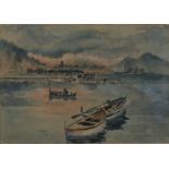 Giulio FALZONI (1900-1978) Mountainous lake scene Watercolour signed and dated '46 34 x 48.
