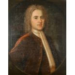 18th Century English School Portrait of John Turner MD bewigged and with a brown velvet coat Oil on