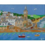 Richard Sidney LODEY (1950) Porthleven Acrylic/Gouache on board Signed R.S.L. 29.5 x 36.