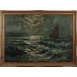 Marsden PROPHET Moonlit Ketch Oil on canvas laid down Signed 67 x 97cm