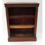 A Victorian mahogany open bookcase, with three shelves, height 103cm, width 80cm, depth 29.5cm.