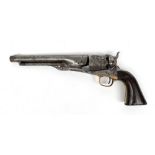 A 44 calibre six-shot COLT percussion army revolver, the steel frame stamped 'Colts patent',