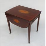 A Georgian shell inlaid mahogany Pembroke table,