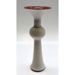 A Christine Feiler studio pottery vase, with white knopped and tapered stem,