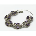 A Cornish Stone Company silver and amethyst bracelet.