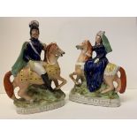 A pair of Victorian Staffordshire equestrian groups, Louis Napoleon and Empress of France,