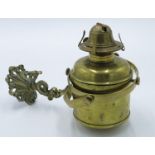 A ship's brass gimbal wall oil lamp with weighted reservoir, early 20th century,
