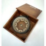 A dry card compass, 19th century, with wire and silk thread suspension,