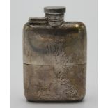 A silver hip flask with pull off cup base by William Neale, Birmingham,1917. weight 4.9oz.