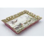 An English porcelain rectangular plaque/dish, mid 19th century,