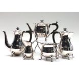 A silver plated five piece tea and coffee service, height of coffee pot 21cm.