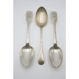 A pair of silver Fiddle pattern tablespoons by Josiah Piercy II, London 1864,
