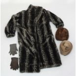 A French fake fur coat, by Apparenee, Paris, a mink grey hat,