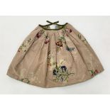 A child's 18th century brocade silk petticoat. Waist to hem: 45cm.