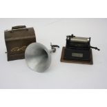 An Edison Type 1 Gem phonograph, with applied patent label and spun aluminium horn,