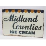 A Midland Counties ice cream enamel advertising sign,