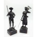 A pair of French spelter figures, late 19th Century,