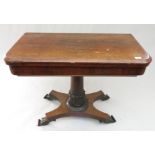A rosewood card table, early 19th century, height 74cm, width 92cm.