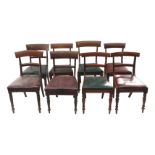 Two pairs of William IV mahogany dining chairs and four other similar dining chairs.