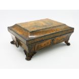 A Regency penwork games box of sarcophagus form,