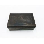 A rare Newlyn copper hunting cigarette box the cover initialled C.V.