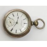 A large silver cased key wind pocket watch by Rockford Watch Co.