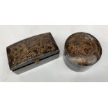 A tortoiseshell hinged box and cover, engraved with a dragon, height 4cm,