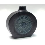 A Troika black ground bottle vase with flattened sides, each decorated a rosette, unmarked,