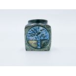 A Troika small cube jar, decorator's mark of Jane Fitzgerald, height 9cm.