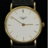 An 18ct gold cased Longines ladies wristwatch, purchased 2008, diameter 27mm.