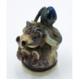 A Guy Sydenham stoneware, chess piece, Knight on horseback, seal mark, height 8cm.