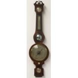 A mahogany wheel barometer, 19th century, by G Kalabergo, Banbury, with break arch pediment,