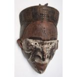An African wooden Bakongo tribal mask, Congo, height 31cm width 19cm.