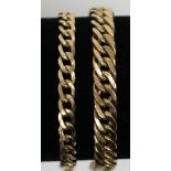 Two 9ct gold curb link bracelets, 17g.