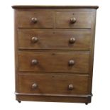 A Victorian mahogany chest of drawers, with two short and three long drawers, height 109cm,