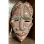 An African wooden Tikar tribal mask, Cameroon, height 38cm width 21cm.