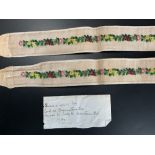 Silk, buckram and fine kid leather embroidered braces. Late 18th century.