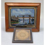 A Victorian reverse painted glass picture, 'Royal Albert Bridge, Saltash', 24 X 32cm,