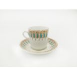 A white Star Line coffee cup and saucer, printed and enamelled with the wisteria pattern,