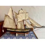 A fully rigged model of the topsail schooner 'Zephyr', early 20th Century, by the late Mr.