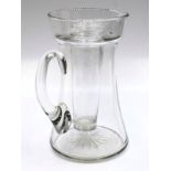 An Edwardian cut glass lemonade jug, with removable ice compartment, height 28cm.