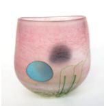 A Norman Stuart Clarke glass vase, of flattened, tapered form,