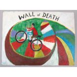A painting by Simeon Stafford, titled 'Wall of Death', inscribed and dated 11/7/13 to verso,