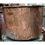 A very large Victorian laundry copper, height 50cm, diameter 66cm.