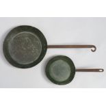 A Benham and Froud copper frying pan, late Victorian, length 36cm,