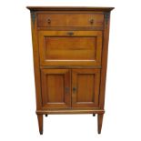 A French cherrywood secretaire, 20th century, impressed CR mark to the back for Christian Robert,